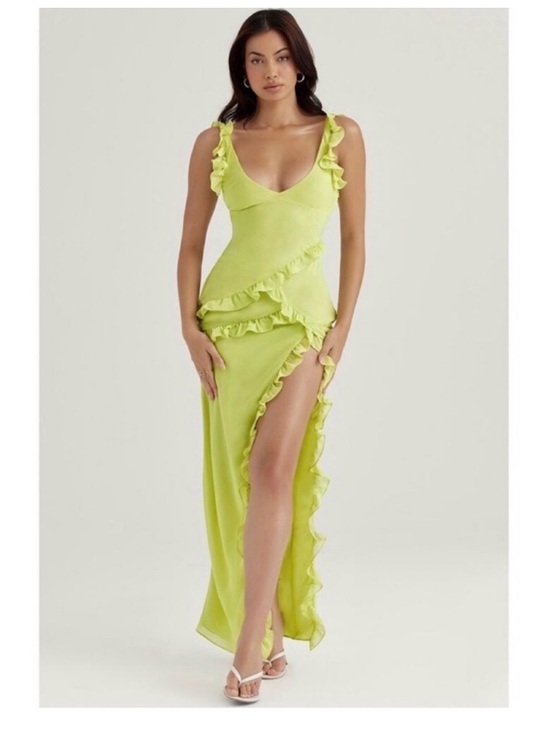 House of CB Dresses & Skirts - House of CB Green Ruffled Slit Maxi Dress
